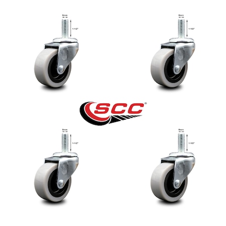 Service Caster 2 Inch Thermoplastic Rubber Wheel 8mm Threaded Stem Caster SCC, 4PK SCC-TS05S210-TPRS-M815-4